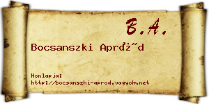 Bocsanszki Apród névjegykártya